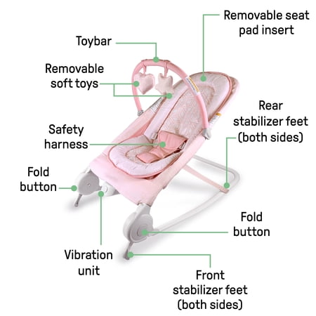 Summer by Ingenuity 2-in-1 Bouncer & Rocker Duo for Infants - Pink
