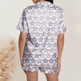 thumbnail image 2 of Yuncity Easter Pajamas For Women Set Silk Satin Heart Shaped Rabbit Short Sleeve Button Down Shirt Shorts Pjs Loungewear Sleepwear Sky Blue M, 2 of 4