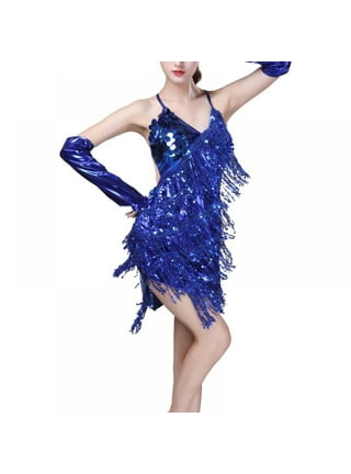 Aosijia Womens Sparkling Sequins Tassel Dance Costume Sexy Cutout