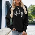 thumbnail image 2 of JIAYUE Women's Sweatshirt Fall Winter Letter Print Crewneck Pullover Long Sleeve Hoodless Sweatshirts Casual Soft Comfortable And Outdoor Play Wear, 2 of 4
