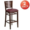 thumbnail image 2 of Flash Furniture 2 Pk. Darby Series Slat Back Walnut Wood Restaurant Barstool - Burgundy Vinyl Seat, 2 of 7