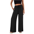 thumbnail image 2 of Mifsaly Linen Drawstring Pants Women Crochet Side Cutout Detail Wide Leg Casual Summer Pant Lightweight Flowy Vacation office Lounge Outfits with Pockets Black,XL, 2 of 7