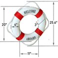 thumbnail image 2 of Lifebuoy Wall Hanging Decor - Welcome Aboard Mediterranean Style Home Decoration (navy, 18"), 2 of 5