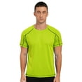 thumbnail image 5 of YEAHDOR Mens Quick Dry Short Sleeve Shirt Rash Guard Swim T-Shirt Athletic Tops Fluorescent Green 3XL, 5 of 7