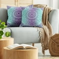 thumbnail image 5 of Ambesonne Mandala Throw Pillow Cover 2 Pack, Ornate Hippie, 24", Purple Aqua, 5 of 7