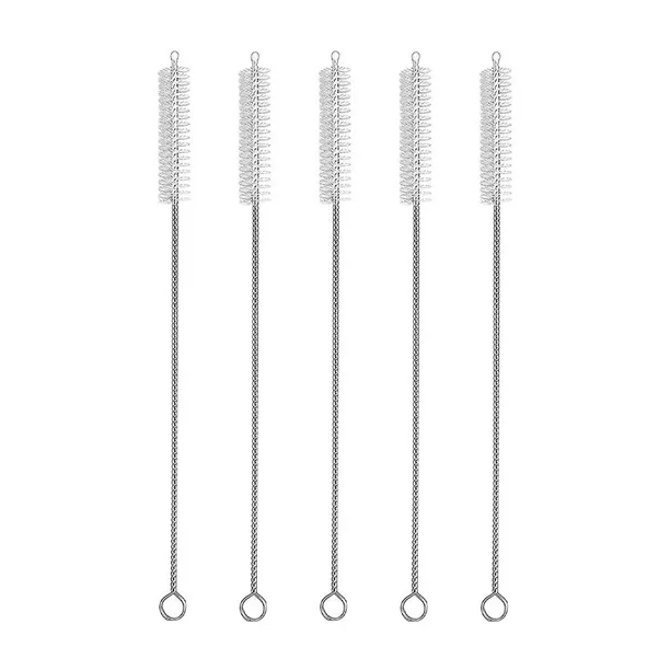 Kit de cepillo de limpieza de pajita para beber, limpiador de tubos de tubo de paja, cepillos de limpieza de mango largo de nailon y acero inoxidable para pajita, 2/5/10 Uds.