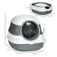thumbnail image 3 of Cat Litter Box Enclosed, Dome Cat Toilet with Door & Scoop, White/Gray, 3 of 7