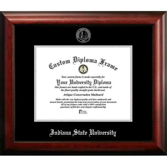 Indiana State 11w x 8.5h Silver Embossed Diploma Frame
