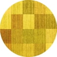 thumbnail image 1 of Ahgly Company Indoor Round Checkered Yellow Modern Area Rugs, 8' Round, 1 of 4