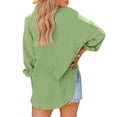 thumbnail image 3 of Baqcunre Long Sleeve T Shirt Women's Long Sleeved Off The Shoulder Bat Shirt Casual Solid Color Shirt Womens Blouses Womens Tops Green M, 3 of 4