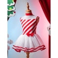 thumbnail image 3 of YONGHS Kids Girls Christmas Costumes Candy Cane Striped Dance Cheer Performance Leotard Dress Red 8, 3 of 7