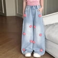 thumbnail image 2 of RUTAYY Toddler Girlss Bowknot Jeans Wide Leg Flare Cargo Jeans Boot Cut Bottom Denim Pants Baggy Blue Jeans For Girls Trouser Breathable Pants, 2 of 4