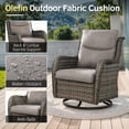 thumbnail image 4 of PARKWELL 3-Piece Patio Wicker Chairs Swivel Rocker Set,Outdoor High Back Swivel Glider Rocking Lounge Chairs with Side Table for Patio Deck Garden,Gray/Gray, 4 of 8