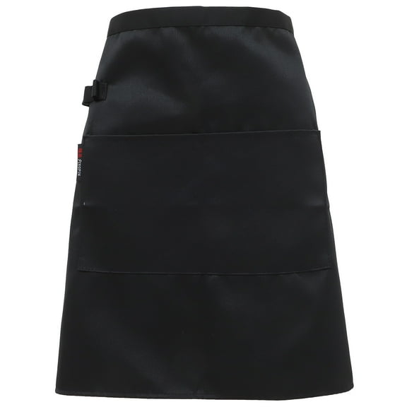 Raindrops Black Polyamide Waist Apron with Multiple Pockets for Kitchen, Restaurant, Cooking, and Chef Use