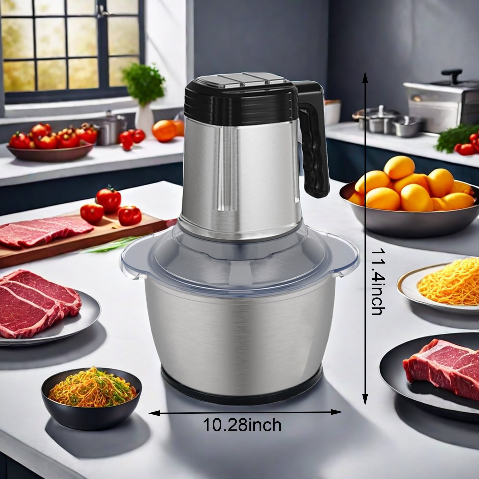 Sanxinyuan 3L Meat Grinder, Electric Food Chopper & Mincer with 4 Grinding Plates, Silver