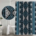 thumbnail image 4 of Navy Blue Boho Shower Curtain Set - 72" x 78" Washable Bathtub Curtain with 12 Hooks, Geometric Vintage Abstract Art Ethnic Tribe Waterproof Fabric Stall Shower Curtains for Bathroom/Bathtub Décor, 4 of 6