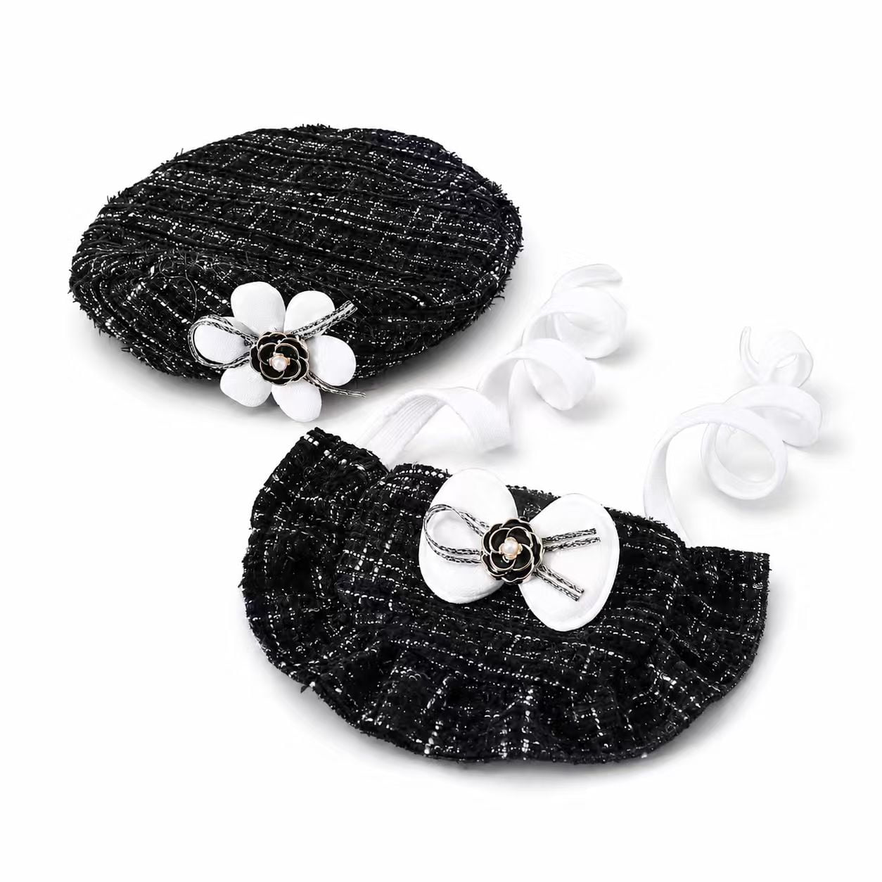 Pet Birthday Hat and Lace Bib Set 2-Piece Luxury Bowknot Bandana Outfit for Cats and Small Dogs Elegant Photography Accessories for Parties and Holidays Soft Cotton Blend