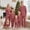 Wine Red, variant on Family Christmas Matching Pajamas Set with Dog Striped Button Down Family Sleepwear Outfits