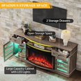 thumbnail image 5 of PLAUIN 70" Farmhouse Curved Fireplace TV Stand, LED Light Entertainment Center, 36" Electric Fireplace, 5 of 6