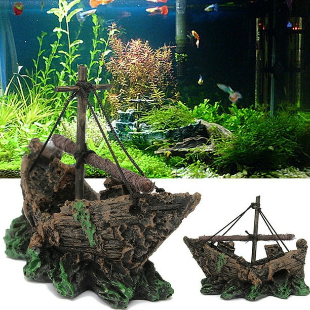 Pirate Boats Shape Resin Landscaping Aquarium Supplies Fish Bowl Ornaments Walmart