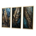 thumbnail image 3 of Designart "Feather Glamour Gold III" Glam Feather Framed Wall Art Set Of 3 - Gold Glam Feather Frame Gallery Wall Set For Home Decor, 3 of 7