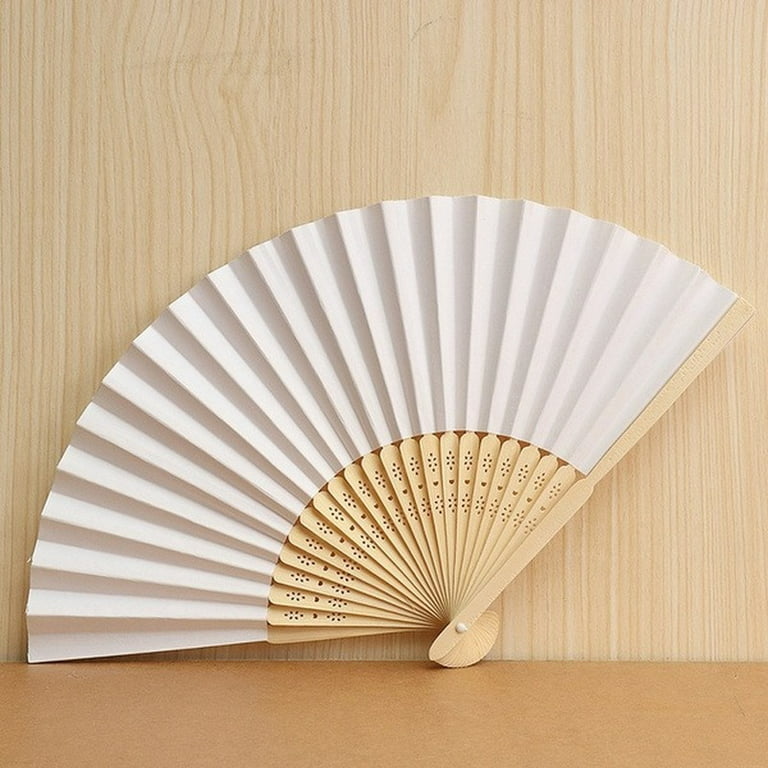 30/20/10 Pack Hand Held Fans White Paper fan Bamboo Folding Fans Handheld  Folded Fan for Church Wedding Gift, Party Favors, DIY Decoration 