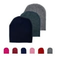 thumbnail image 2 of Empire Cove Short Uncuffed Knit Beanie 3 Pack Set of Black Dark Grey Heather Grey, 2 of 5
