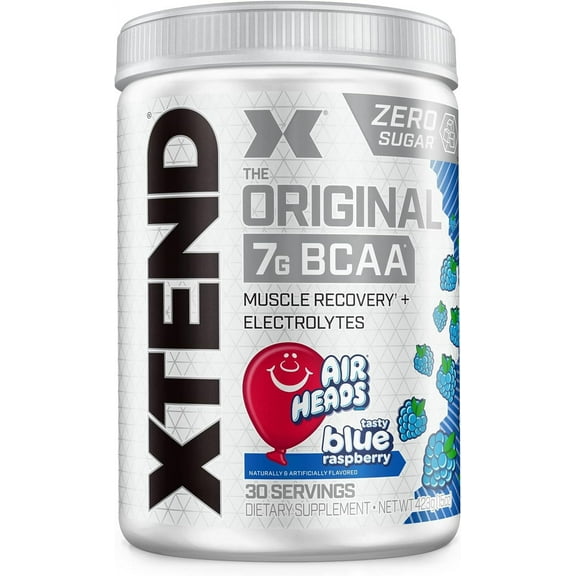 Xtend Original 7g BCAA Powder, for Muscle Recovery, Sugar-Free, Airheads Blue Raspberry, 30 Servings
