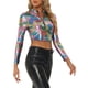 thumbnail image 4 of INSPIRAR CHIC Blusas Cortas Metálicas de Manga Larga con Cierre para Mujeres XS Multicolor Negro, 4 of 5