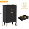 thumbnail image 3 of 5-Drawer Tall Dresser for Bedroom, Storage Organizer with Metal Handles,Small Dresser Storage Chest Cabinet Organizer Wood Chest of Drawers for Bedroom,Living Room,Hallway, 3 of 8