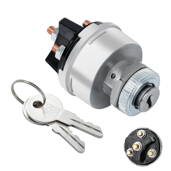 Ignition Key Switch for Car, Forklift, Truck, Tractor, Trailer - Universal 4-Position Starter Switch (Acc/Off/IGN/Start)