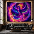thumbnail image 6 of Psychedelic Phoenix in Cosmic Ring, Dramatic Fantasy for Dark Art Lovers, Mystical Wall Decor, Halloween Gift, Tapestry Wall Hanging for Bedroom and Living Room, 6 of 7