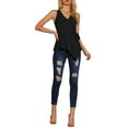 thumbnail image 2 of INSPIRE CHIC Women's Summer Sleeveless V Neckline Wrap Tie Waist Tops S Black, 2 of 7