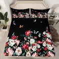thumbnail image 2 of jejeloiu Retro Flowers Twin Sheet Sets,Colorful Floral Blossom Twin Fitted Sheet,Rustic Plant Theme Flat Sheet For Girls Teens,Microfiber Bedroom Decor,3 Pieces, 2 of 7
