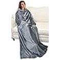 thumbnail image 3 of Catalonia Wearable Blanket with Sleeves and Pocket, Soft Fleece Mink Micro Plush Wrap Throws Blanket Robe for Women and Men 73” x 51”, 3 of 4