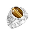 thumbnail image 3 of RYLOS Men's Rings Sterling Silver Nugget Ring with Cabochon Gemstone & Diamonds Tiger Eye Rings For Men Size 10, 3 of 7