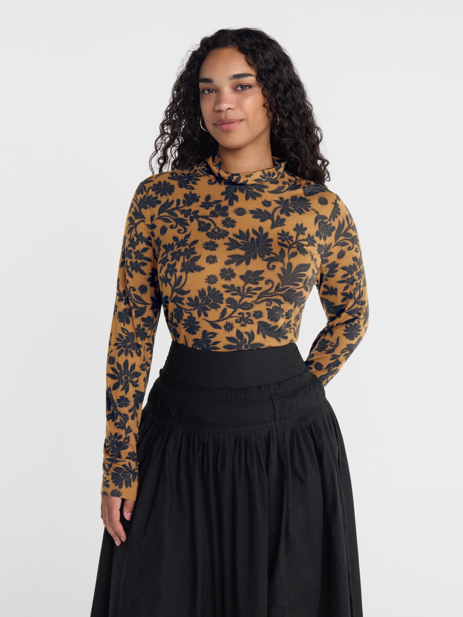 Scenario Women's Turtleneck Top with Long Sleeves, Sizes XS-XXXL