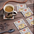 thumbnail image 3 of Inkdotpot Set of 6 Drink Coasters DecorativeNon,SlipCork Base4-inch Square PrintedCoastersEasy Clean- Animals, 3 of 8