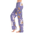 thumbnail image 2 of Easter Satin Pajama for Women Wide Leg Bunny Egg Print Loungewear Elastic Waist Festival Lounge Pants Drawstring Stretchy Cute with Pockets Pants, #294 Purple M, 2 of 5