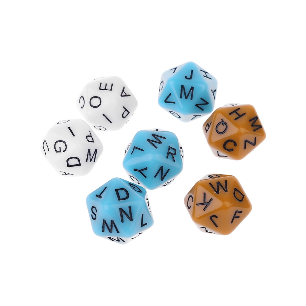 Plastic 7 Pieces 20-sided Polyhedral Letter Dice 