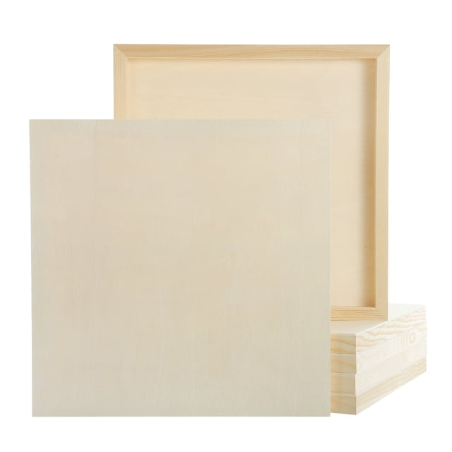 Uxcell 6 Piezas de Tableros de Lienzo de Madera, Lienzos de Arte de Madera de 12x12 Pulgadas, Panel de Madera Sin Terminar para Pintura, Manualidades, Proyectos de DIY, Arte de Vertido