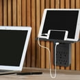 thumbnail image 2 of Aduro Shelf Wall Surge Protector with 6 Outlet & 3 USB Ports Black, 2 of 10
