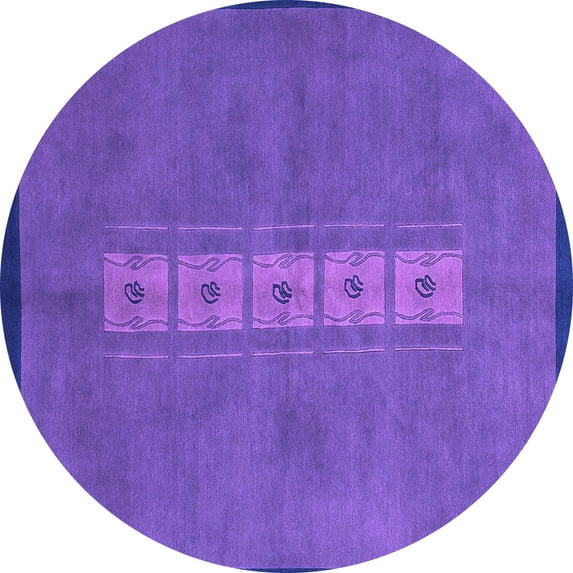 Ahgly Company Indoor Round Abstract Purple Modern Area Rugs, 5' Round