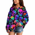 thumbnail image 2 of Grblisyd Halloween Girls Oversized Hoodies Skeleton Floral Print Pullover Sweatshirts Kids Fashion Casual Outfits Fall Winter Clothes, 2 of 5