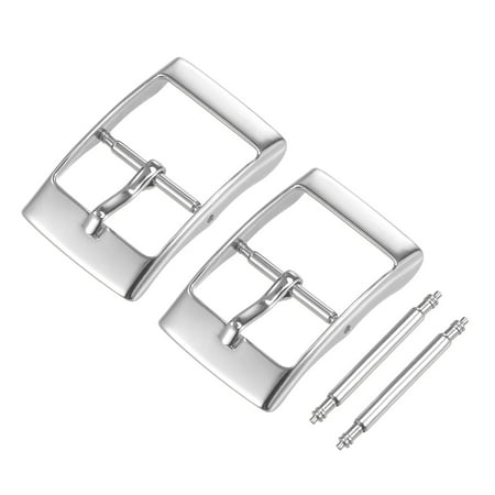 

Uxcell 2 Pack of Stainless Steel Polished Silver Tone Buckle for 16mm Width Watch Band with 2Pack of Spring Bar