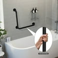 thumbnail image 3 of Angled Grab Bar - 16x16 Inch Stainless Steel Knurled Toilet Handles Wall Mounted Bathroom Handicap Safety Rails for Elderly Injured Balance Support, L-shaped Matte Black Grab Bar for Shower, 3 of 7
