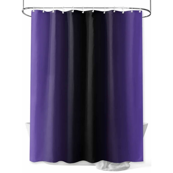Purple Black Ombre Long Shower Curtain Set, Waterproof Shower Curtains for Bathroom, Gradient Contemporary Abstract Art Washable Fabric Cloth Bath Curtain for Bathtub with Hooks 72x84 Inches