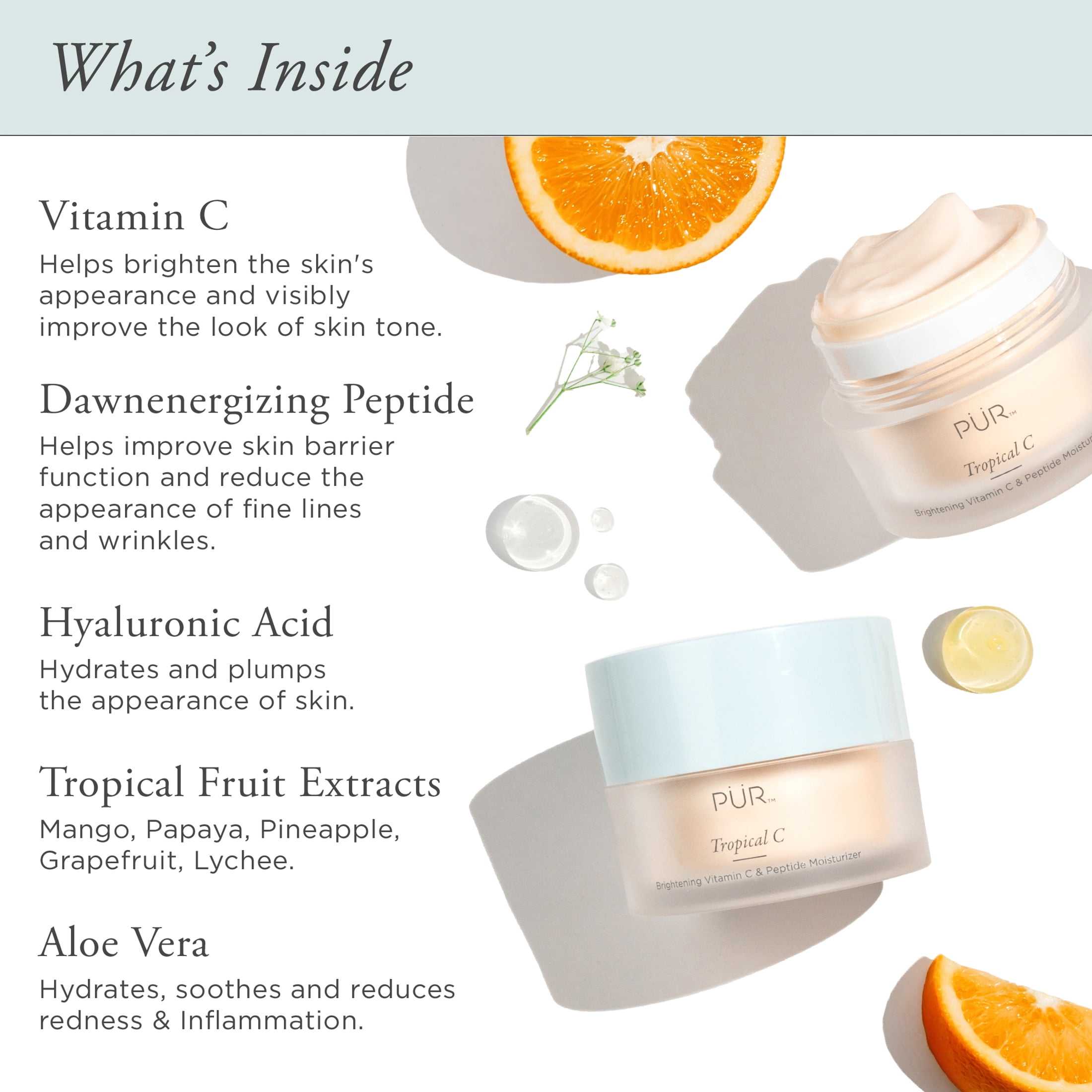 Pur Tropical C Brightening Vitamin C & Peptide Face Lotion Skin Care Moisturizer