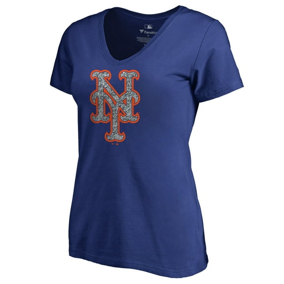Women's Royal New York Mets Static Logo V-Neck T-Shirt