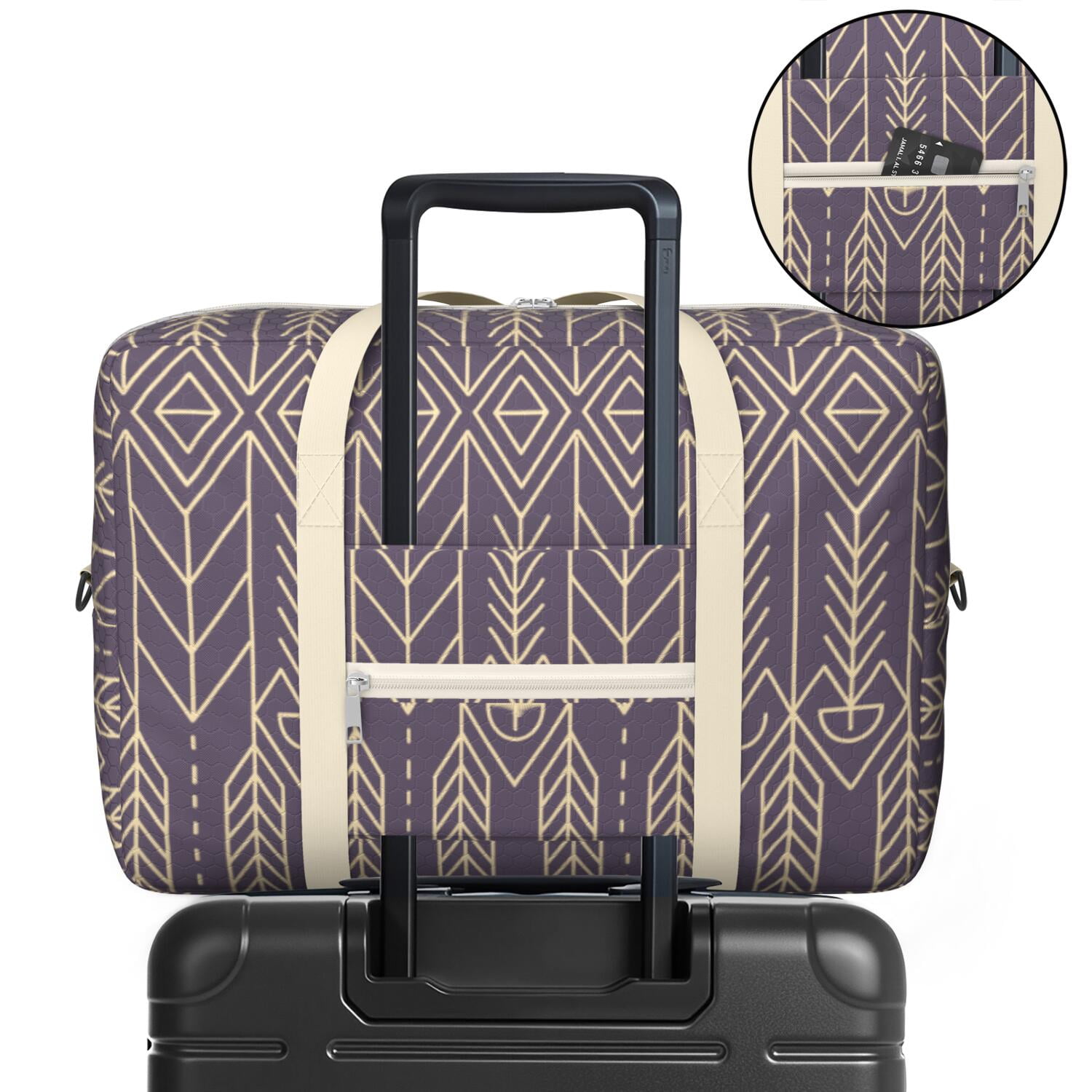 For Spirit Airlines Personal Item Bag 18x14x8 Inch, Boho Floral Weekender Travel Bag, Foldable Travel Duffel Bag Underseat Carry on Bag with Luggage Sleeve for Women and Men 30L